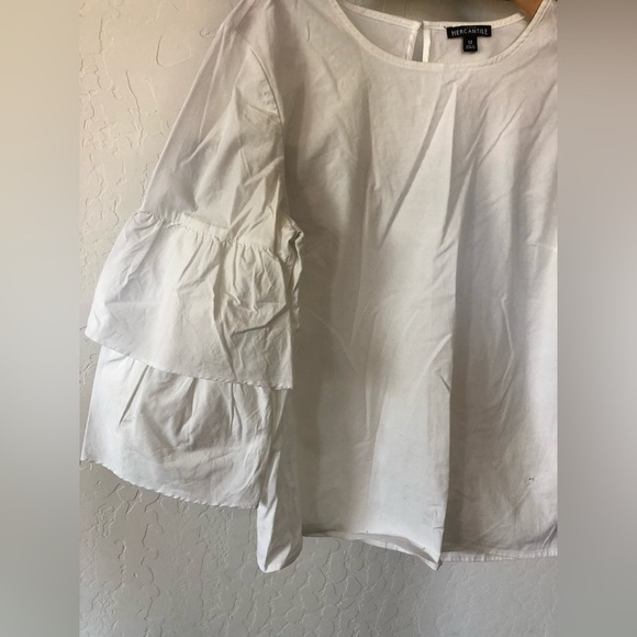 J. Crew|White Tiered bell sleeve top, Cotton with keyhole detail, size 12••• - Picture 6 of 13